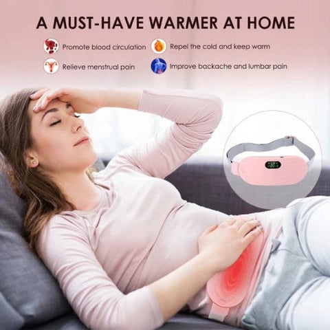 Period Cramp Relief Belt | Portable Electric Menstrual Heating Pad for Women & Girls | Heated Belly Belt with 4 Heat Levels & 3 Massage Modes | Warm Compress Pain Relief Massager for Cramps & Discomfort - Led Solar