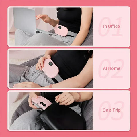 Period Cramp Relief Belt | Portable Electric Menstrual Heating Pad for Women & Girls | Heated Belly Belt with 4 Heat Levels & 3 Massage Modes | Warm Compress Pain Relief Massager for Cramps & Discomfort - Led Solar