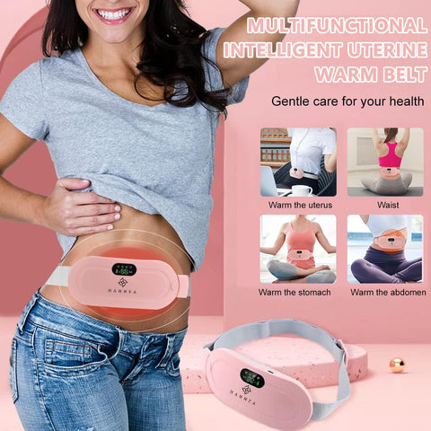 Period Cramp Relief Belt | Portable Electric Menstrual Heating Pad for Women & Girls | Heated Belly Belt with 4 Heat Levels & 3 Massage Modes | Warm Compress Pain Relief Massager for Cramps & Discomfort - Led Solar