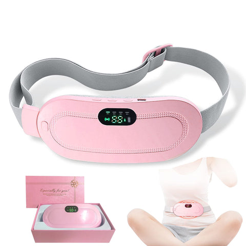 Period Cramp Relief Belt | Portable Electric Menstrual Heating Pad for Women & Girls | Heated Belly Belt with 4 Heat Levels & 3 Massage Modes | Warm Compress Pain Relief Massager for Cramps & Discomfort - Led Solar